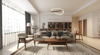 现代原木风客餐厅3D模型下载